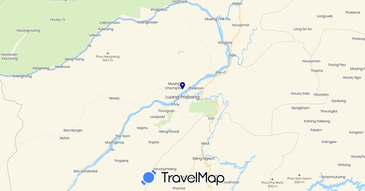 TravelMap itinerary: driving in Laos (Asia)